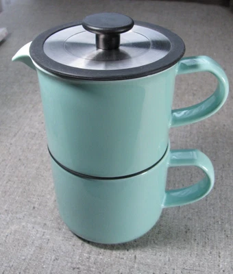 FORLIFE Cafe Style café prensa francesa para uma turquesa com caneca de 14 oz em excelente estado usado - Imagem 1 de 4