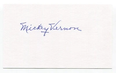 Mickey Vernon Signed 3x5 Index Card Autograph Baseball MLB Pirates World Series - Image 1 of 2