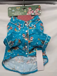 New Disney Parks Pet Pajamas Size Large Mickey & Friends Blue Christmas - Picture 1 of 4