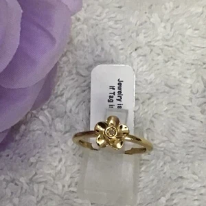 TJC 18kt Vermeil Gold Over Silver Diamond Floral Ring Size R New 8502* - Picture 1 of 3