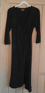 New Funmum wrap over Maternity black dress m medium size 14 3/4 sleeves v-neck - Picture 1 of 4