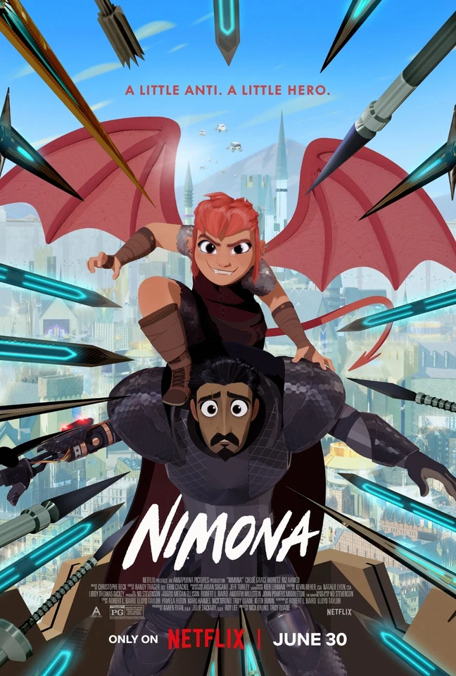 Nimona movie poster - Chloe Grace Moretz, Riz Ahmed - 11" x 17"