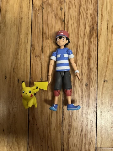 VTG Nintendo Tomy POKEMON 4.5” Articulated Striped Ash Ketchum & Pikachu Figures Cover