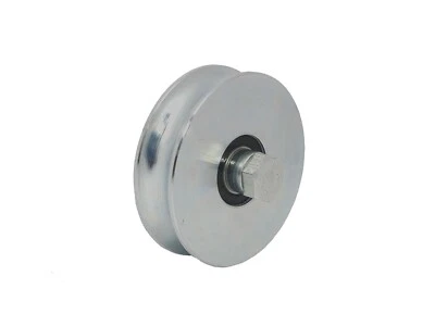 RUOTE PER CANCELLO  SCORREVOLE 1 CUSCINETTO GOLA TONDA ZINCATA CON  VITE E DIST. - Immagine 1 di 2