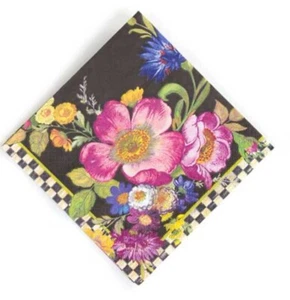 MacKenzie-Childs Black Flower Market Paper Cocktail Napkins - 2 Packs - New! - Picture 1 of 1