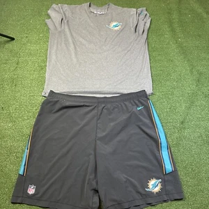 #71 MIAMI DOLPHINS JUEGO USADO NIKE PANTALONES CORTOS DE PRÁCTICA TALLA-3XL + 2XL Dri Fit Camiseta - Imagen 1 de 13