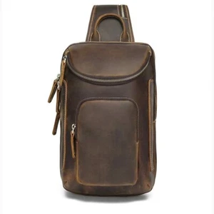 Borsa a tracolla da uomo in vera pelle petto vintage borsa a tracolla casual - Foto 1 di 7