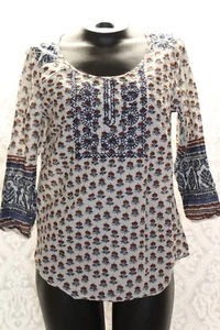 Túnica Lucky Brand para mujer talla pequeña manga 3/4 floral bordada - Imagen 1 de 5