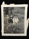 #4226 Japanese Vintage Photo 1940s / Kimono women Man child flower trees plant