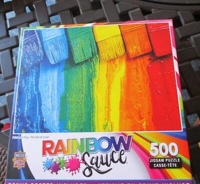 Master Pieces 500 Piece Rainbow Sauce Puzzle "Paint + Play" New 21" x 15" - Image 1 of 3
