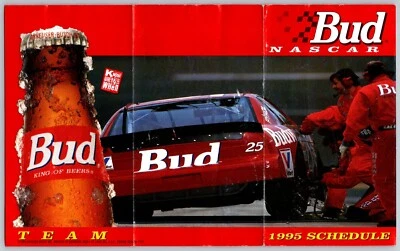 NASCAR 1995 COPA WINSTON BOLSILLO KODIAK CALENDARIO DE CARRERAS Ken Schrader Budweiser Foto 1 de 2
