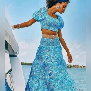 LILLY PULITZER Lilly Pulitzer Aston Maxi Set Amalfi Blue By The Seashore SIZE XL - Picture 1 of 15