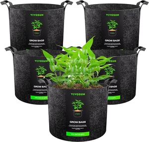 5-Pack 2 Gallon Grow Bags Heavy Duty Thickened Nonwoven Fabric Pots with Handles - Picture 1 of 8