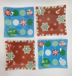 4 Vintage 5 1/2" Glas Schneeflocke Urlaub Weihnachten Dessert Keks Party Teller - Bild 1 von 6
