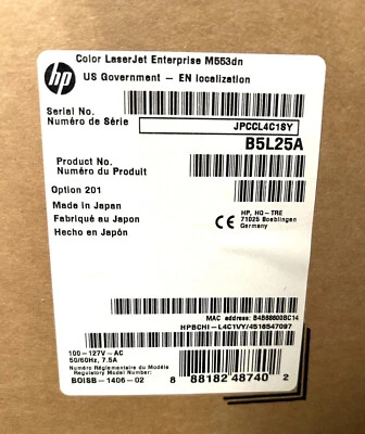 HP HEWLETT PACKARD COLOR LASERJET ENTERPRISE M553DN PRINTER USB/LAN, TAA - NEW! - Image 1 of 2
