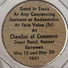 1961 Great Bend, KS Centennial Stampede Wooden Nickel - Token Kansas #1