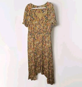BALTIC BORN WOMEN'S XL Vaughnie Chiffon Mauve Maxi Dress Floral V-neck Smocked - Picture 1 of 8