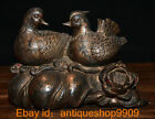 8.4 " Qianlong Marked China Bronze Gilt Fengshui Mandarin Duck Bird Lotus Statue