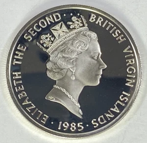 1985 Elizabeth II British Virgin Islands $20 Silver Coin - Picture 1 of 2
