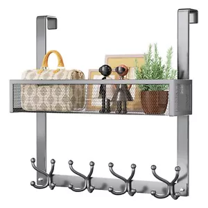 Over The Door Hooks Organizer - Over Door Hanger with 16 Hooks & 2 Baskets fo... - Picture 1 of 7