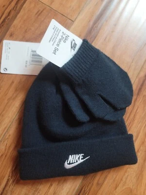 Nike Toddler Size 2/4T Hat and Mittens 2 Piece Set Obsidian Navy Blue 7A2961-695 - Image 1 of 3