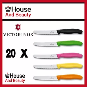 20 x cuchillo de tomate salchicha de carne Victorinox 11 cm punta redonda borde ondulado colorido - Imagen 1 de 1