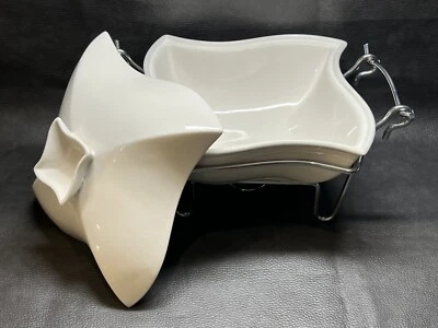 Godinger SIENA 1 Qt. Covered Porcelain Baker with Warmer Stand | Posh - Image 1 of 4