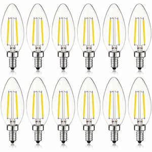 Luxrite 4W Vintage Candelabra LED Bulb Dimmable 4000K 400lm Blunt Tip E12 12Pack - Picture 1 of 7
