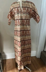 Vintage 60's 70's Women's Maxi Dress Handmade Metallic Fabric Retro - Picture 1 of 9