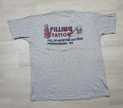 Vintage Single Stitched T Shirt (L) "Filling Station" Parkersburg, WV Distressed - Image 1 of 4
