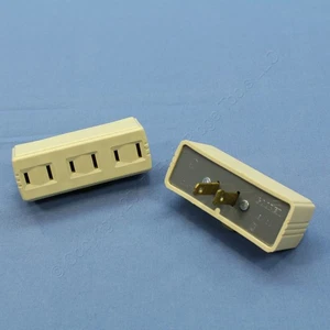 Ivory 2-Wire Polarized Triple Tap Outlet Receptacle Adapters 15A 31165 2-Pack - Picture 1 of 5