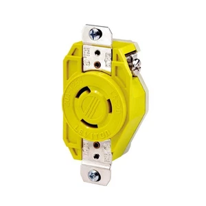 20 Amp 125-Volt Flush Mounting Locking Outlet Industrial Grade Grounding Yellow - Picture 1 of 3