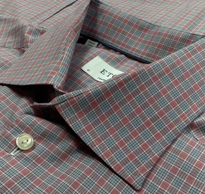 Eton Slim Fit 41 16 Mens Blue Pink Plaid Long Sleeve Dress Shirt - Picture 1 of 9