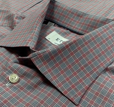 Camisa de vestir Eton Slim Fit 41 16 para hombre azul rosa a cuadros manga larga Foto 1 de 4