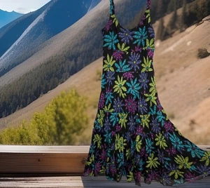 Keren Hart Dress M Floral Print India Cotton Boho Vintage Y2K Fairycore Sundress - Picture 1 of 8