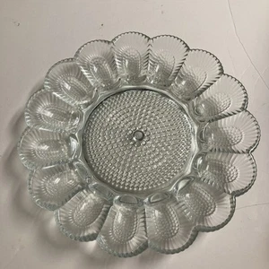 Vtg Indiana Glass Clear Hobnail Egg Plate Platter 15 Count 11.25" Excellent Cond - Picture 1 of 4