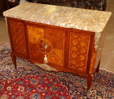 19th Century French Marble Top Inlaid Chest Commode Bronze Mount By Henri Picard - Image 1 of 4