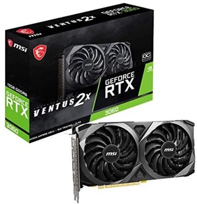 MSI Video Card GeForce RTX 3060 VENTUS 2X 12G OC PCI-Exp 4 12GB GDDR6 F/S wTrack - Image 1 of 4