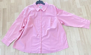 Camisa D&Co Para Mujer Talla 3X Rosa Abotonada Manga Larga Clásica Algodón Nueva - Imagen 1 de 6