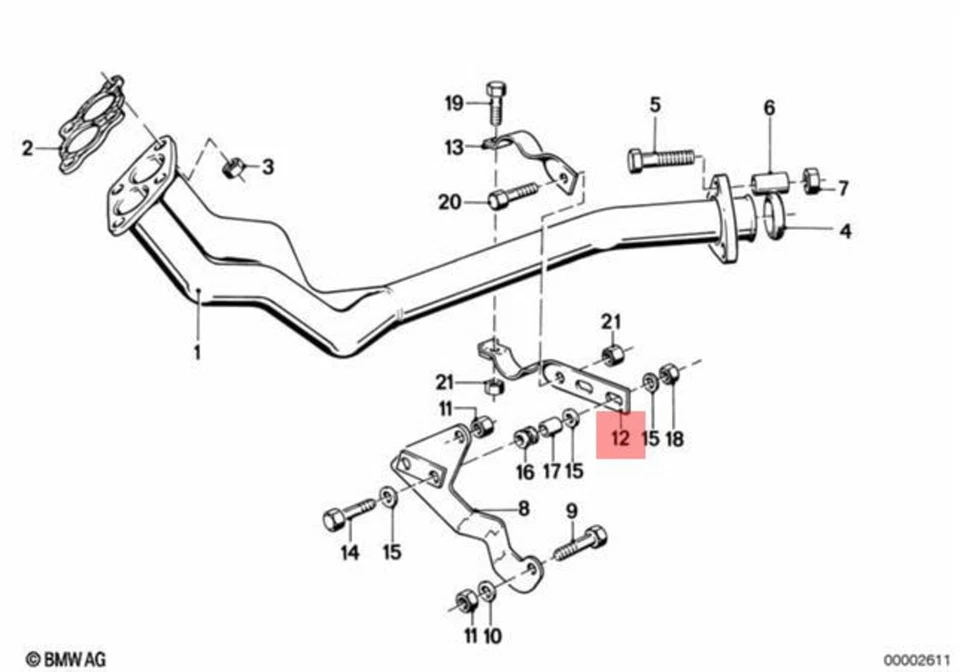 Suporte de exaustão genuíno BMW E21 E28 E30 315 316 318 318i 320 320i 18211245957 - Imagem 1 de 1