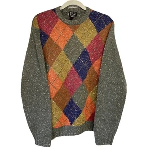 Jos. A. Bank Lambs Wool Blend Men’s Knit Argyle Crewneck Sweater Sz M - Picture 1 of 9