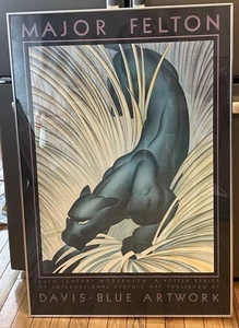 Major Felton Black Panther Davis Blue Artwork 1981 Poster - Bild 1 von 2