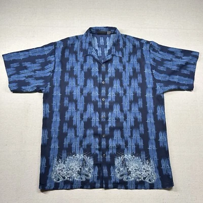 Vintage ODO Shirt Mens XL Camp Polyester Button Up Skulls Flames Y2K 90s Rave - Image 1 of 4