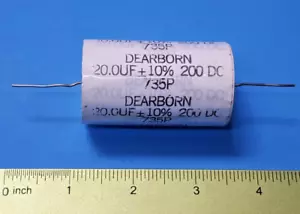 Condensador, 735P206X9200L, SPRAGUE, 20 UF/MF, 200VDC, polipropileno, metalizado, 10% - Imagen 1 de 2