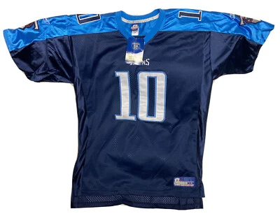Camiseta de fútbol americano cosida Vince Young #10 Tennessee Titans Reebok talla 54 NFL nueva con etiquetas Foto 1 de 4