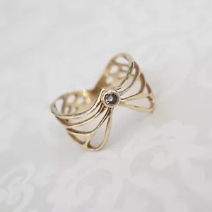 Designer Luana Coonen Diamond Winged Ring 14k Rose Gold Size 7.5 RG4630 - Picture 1 of 3