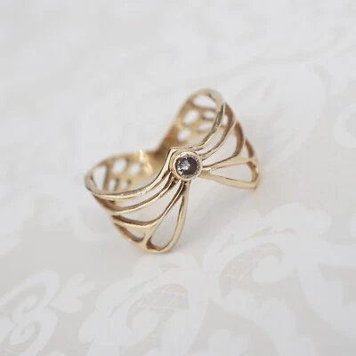 Designer Luana Coonen Diamond Winged Ring 14k Rose Gold Size 7.5 RG4630 - Image 1 of 3