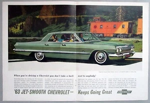 Chevy Impala 1963 sedán deportivo original a color anuncio impreso de 2 páginas - Imagen 1 de 1