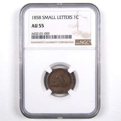 1858 Small Letters Flying Eagle Cent AU 55 NGC Copper-Nickel SKU:I3056 Cover