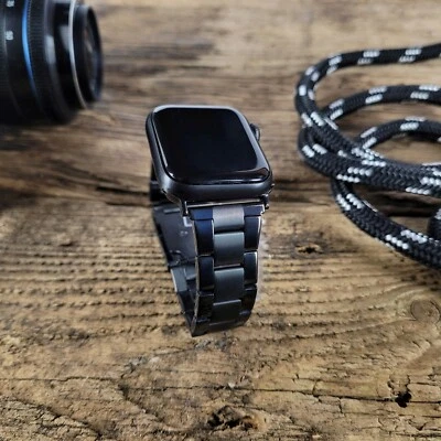 Metal Steel Black Link Apple Watch Band Strap for  7 6 SE 5 4 3 2 38/40/42/44mm Foto 1 de 4